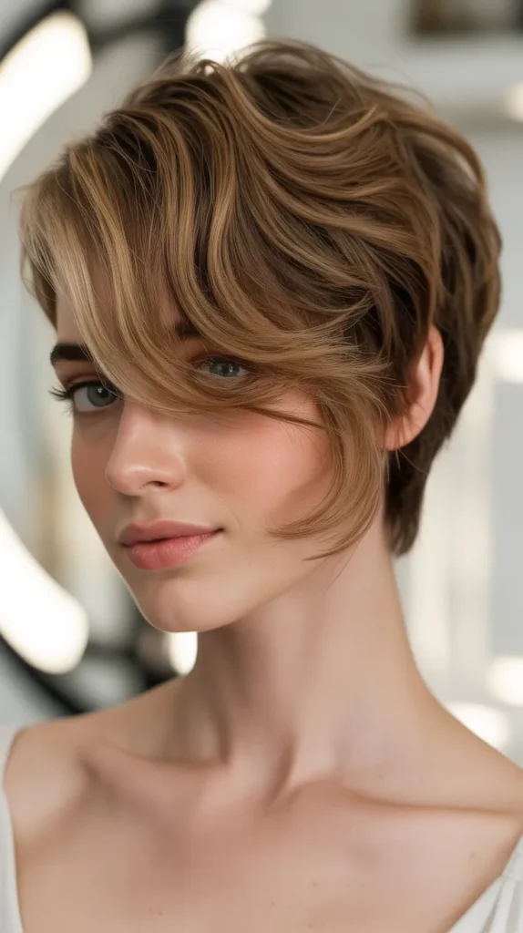 4. Side-Swept Romantic Pixie
