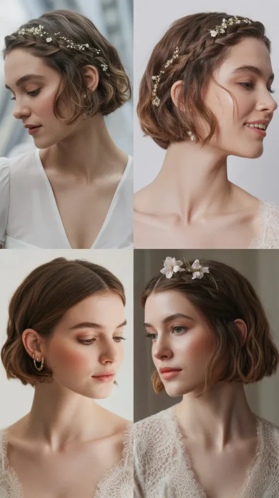 Short Bob with Halo Braid