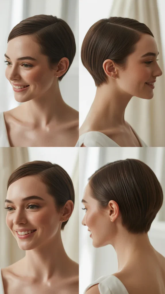 Side-Parted Sleek Pixie