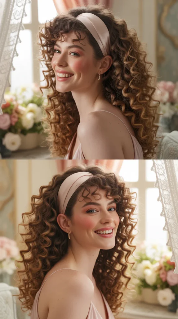 Full Curly Blowout with Ribbon Headband