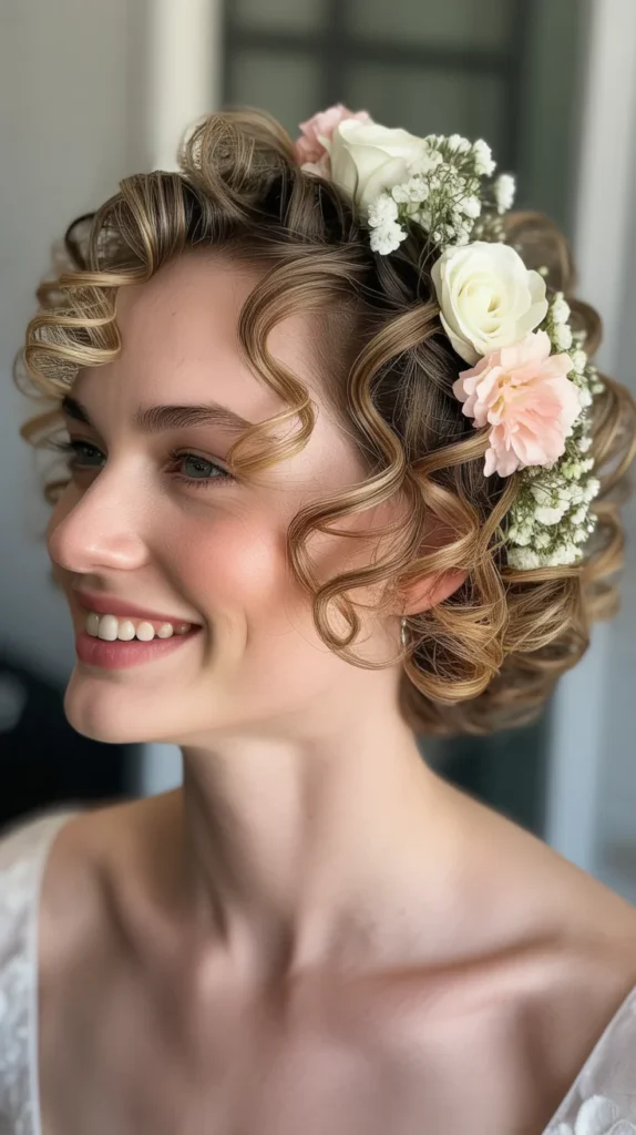 Defined Ringlets With Floral Accent