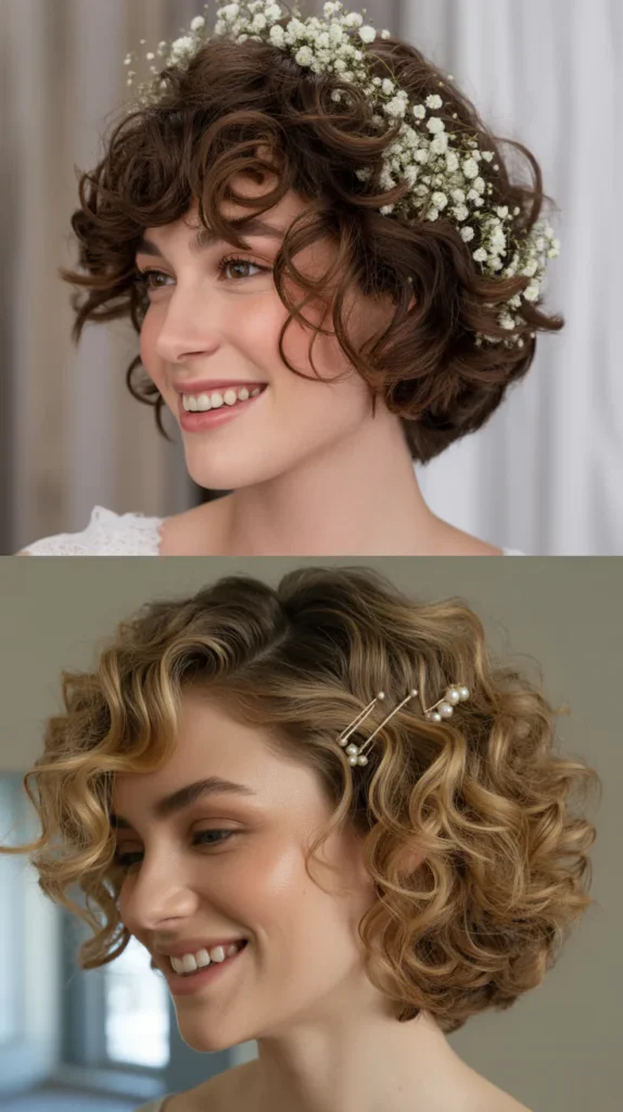 Messy Curly Bridal Bob