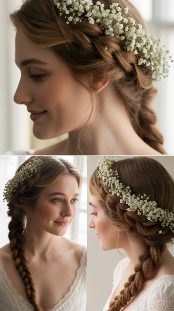 Soft Side Braid with Baby's Breath