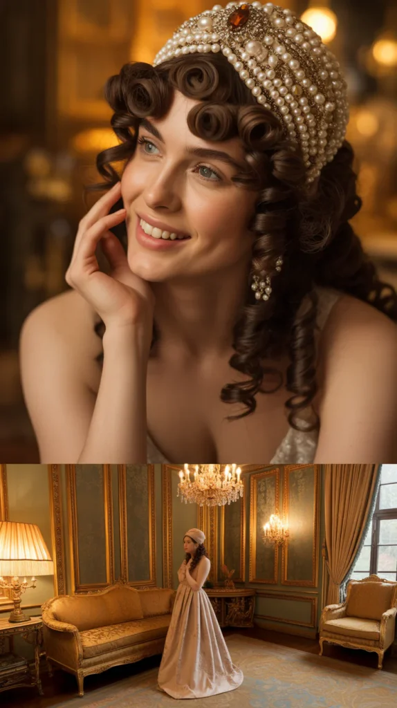 Sculptural Curls with a Jeweled Turban Hat
