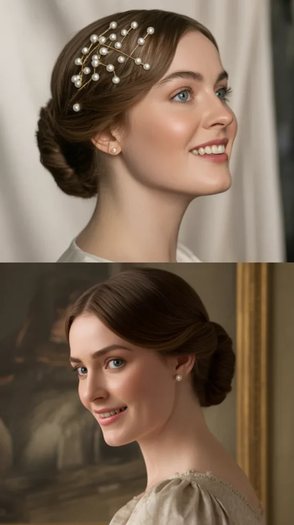  Pearl-Adorned Low Bun