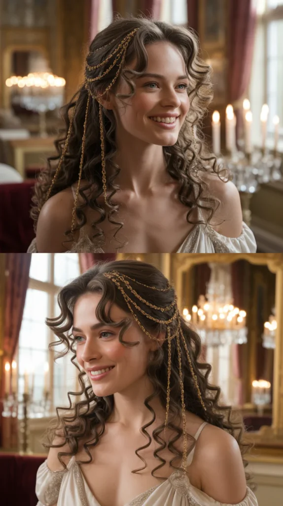 Goddess Curls with Delicate Gold Chain