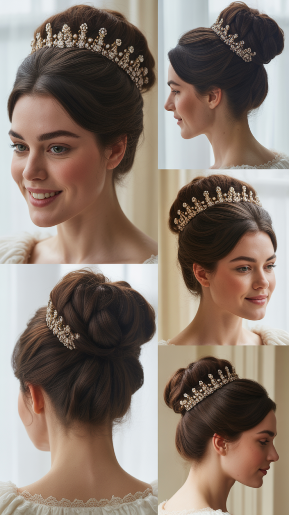 Regal High Bun with Jeweled Pins