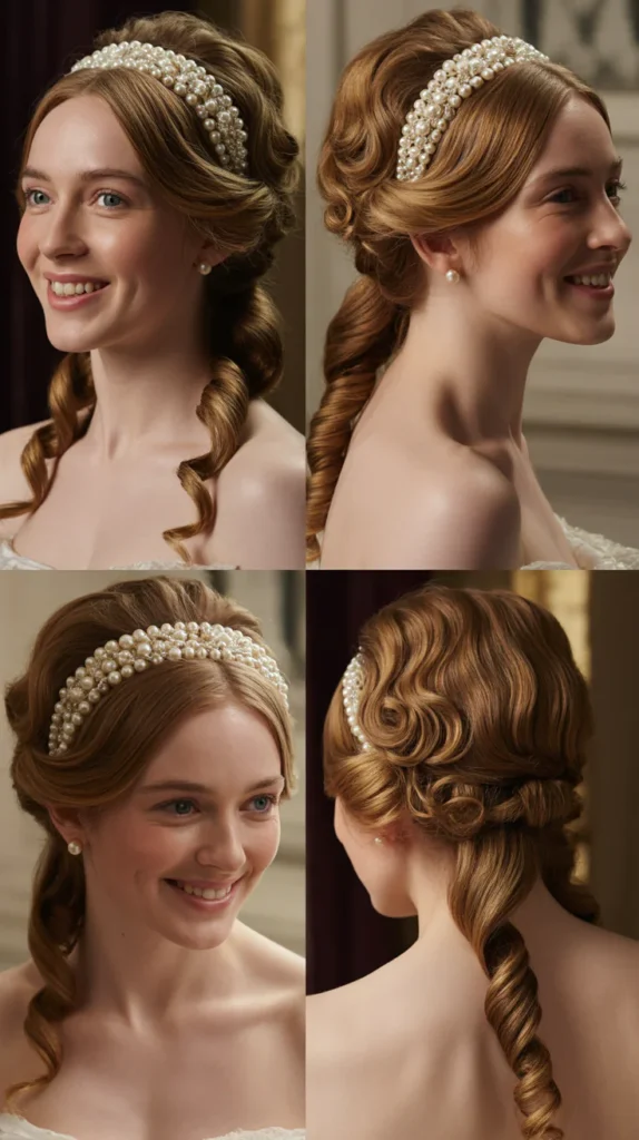 Side-Swept Curls with Pearl Headband