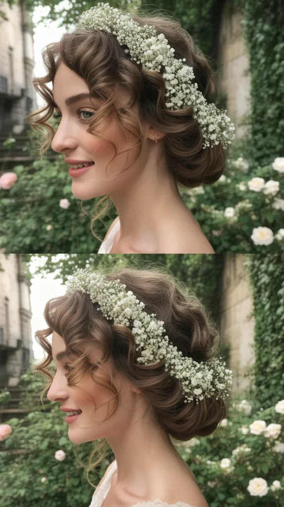 Deep Side Part with Cascading Curls