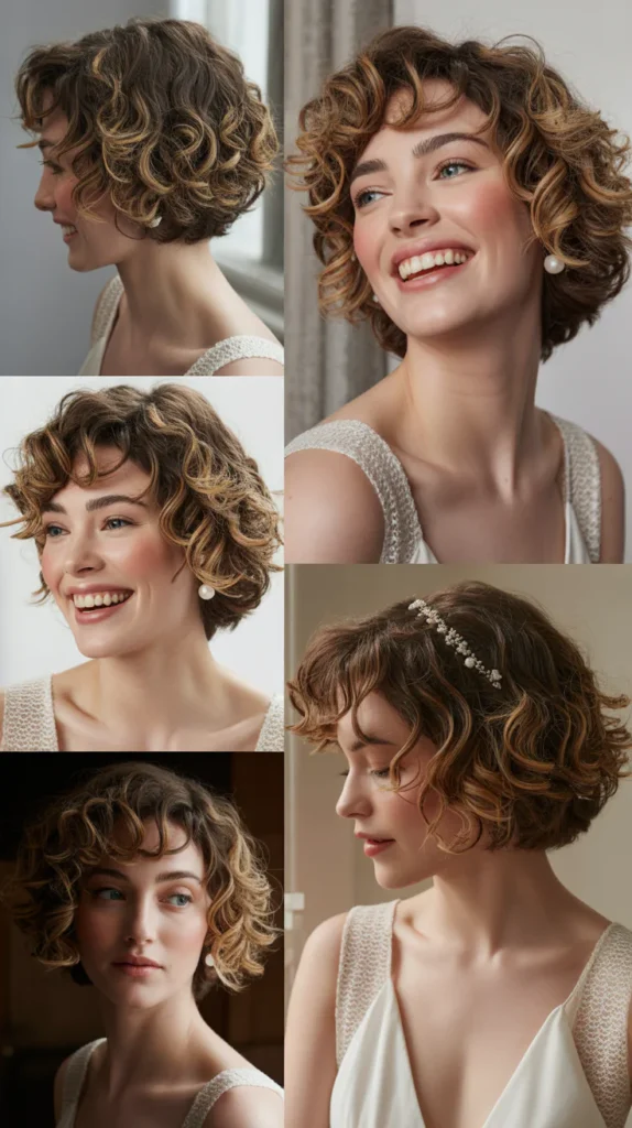 Curly Bob with Highlights