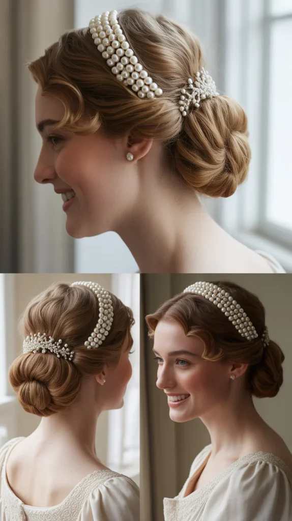 Pearl-Embellished Low Bun
