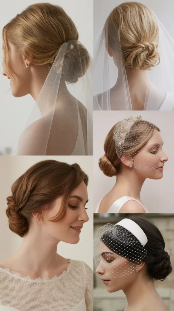 Low Textured Bun with Veil