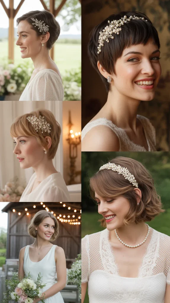 Short Hair with Pearl Accessories