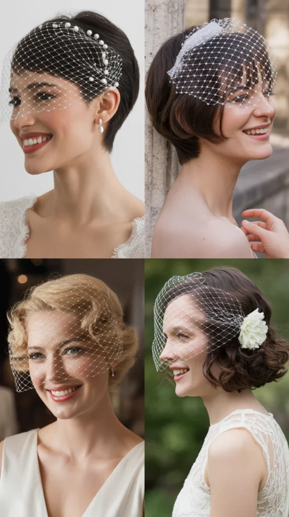  Short Hair with Veil Placement