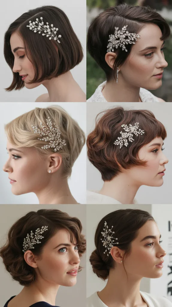 Short Hair with Crystal Comb