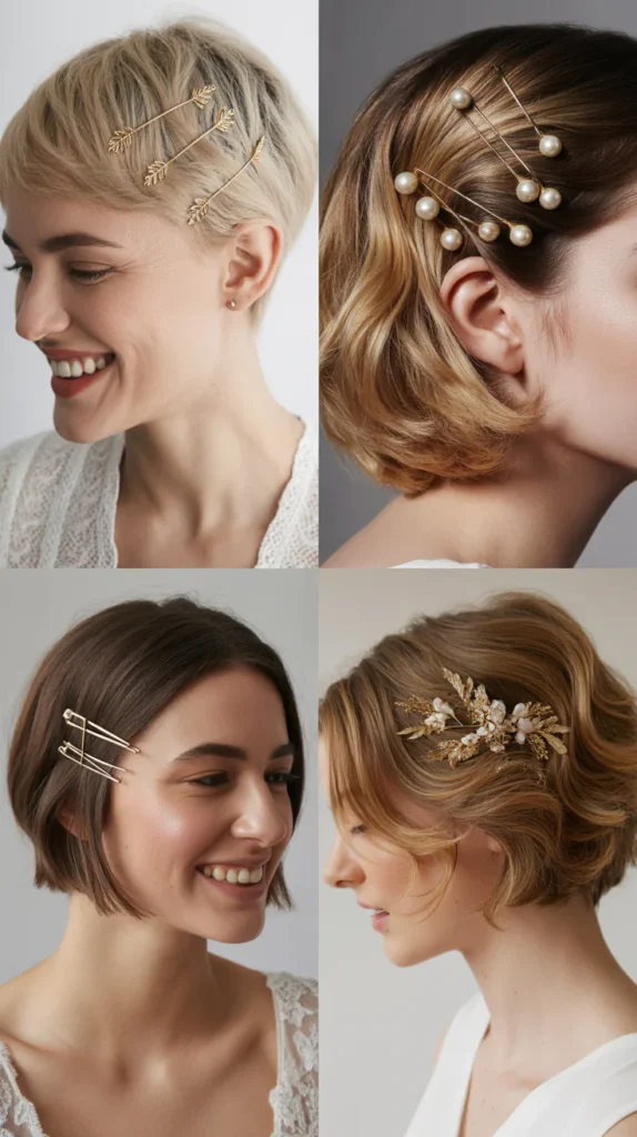 Short Hair with Gold Pins