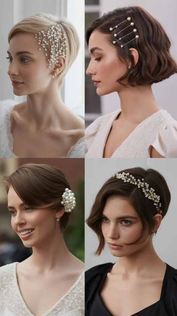  Pearl-Embellished Short Hair