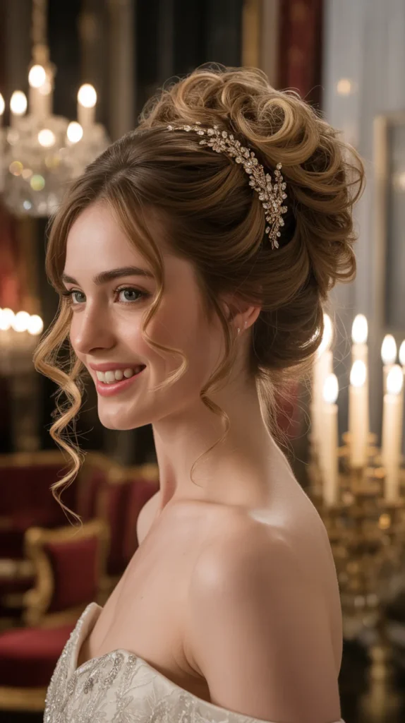 Twisted Updo with Loose Curly Ends