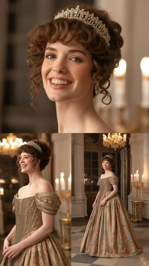 Curly Hair with Jeweled Headpiece