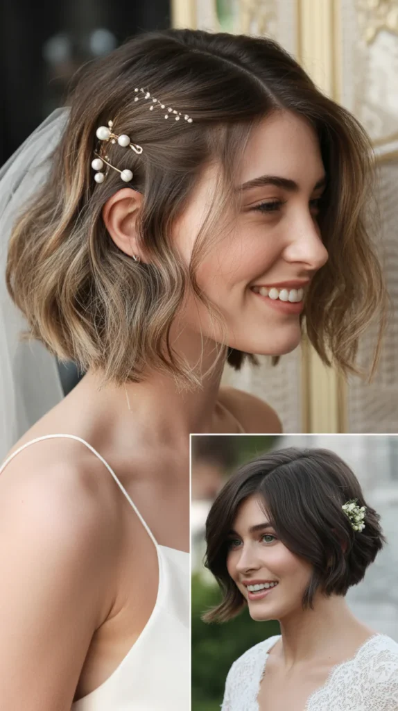 Choppy Bob Bridal Look