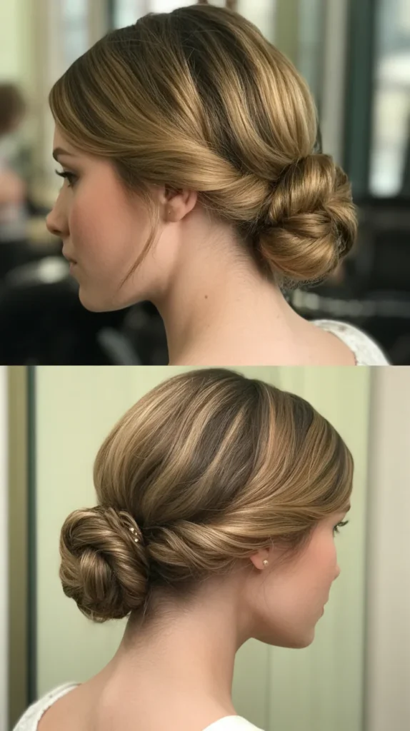 Twisted Low Chignon for Short Hair