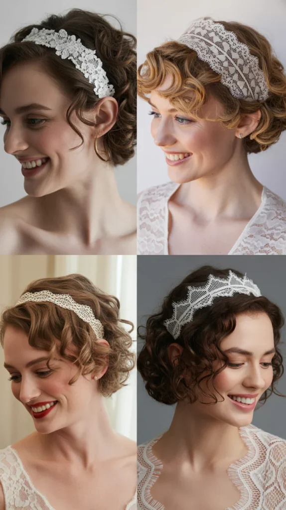 Short Curly Hair With Lace Headband