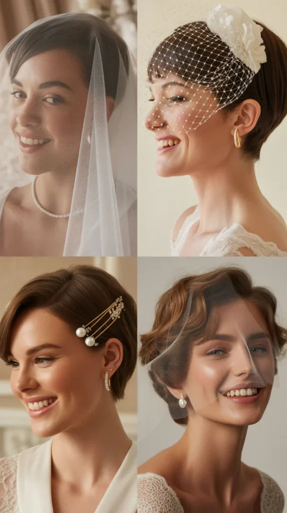 Short Hair with Veil Placement