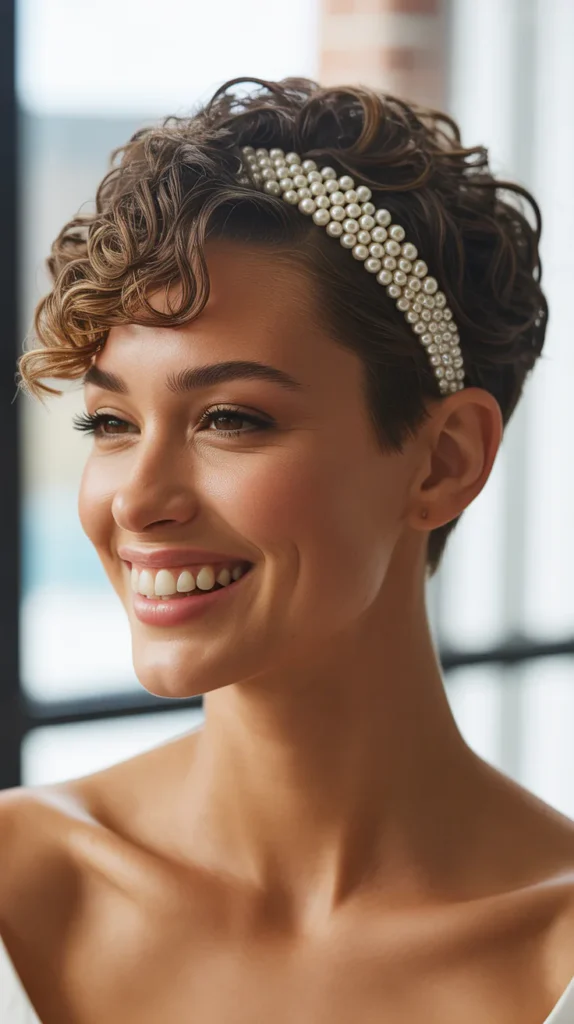 Tousled Short Curls With Hair Vine