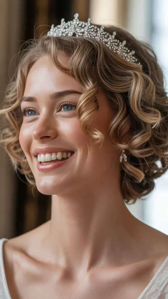 Short Curly Hair With Tiara