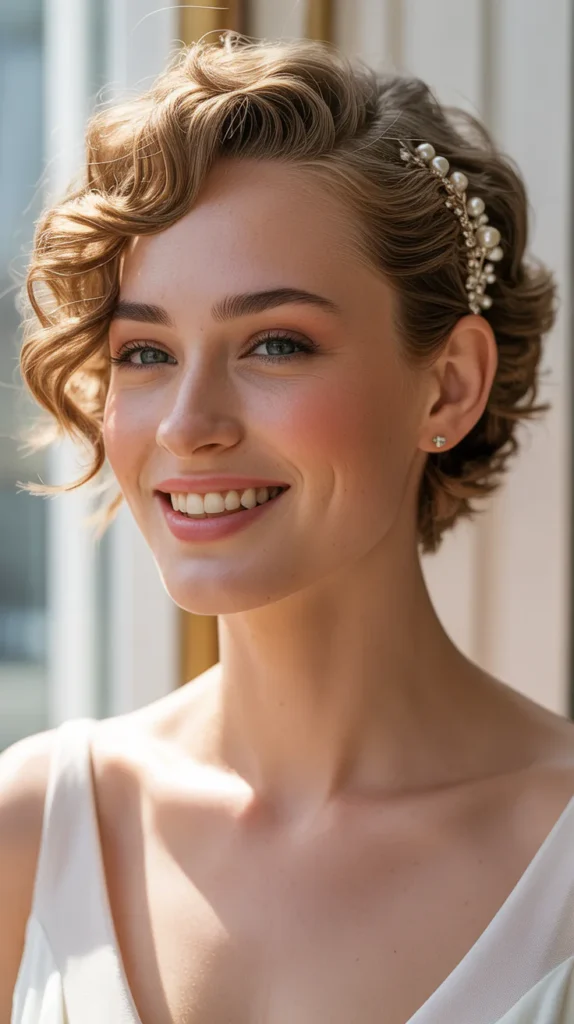 Romantic Curly Pixie With Side Sweep