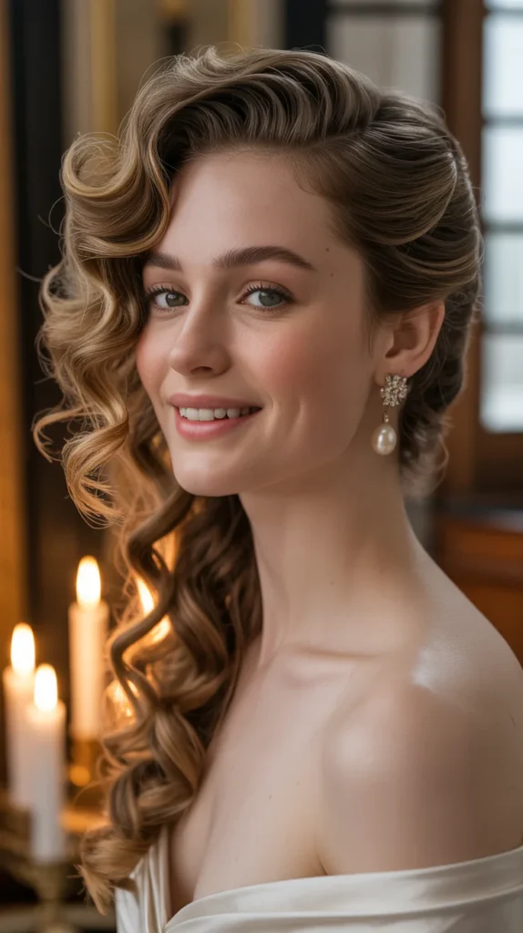 Curly Side Bun with Baby's Breath