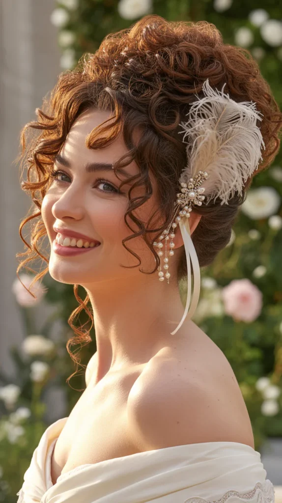 Curly Hair with Feathered Hair Pin