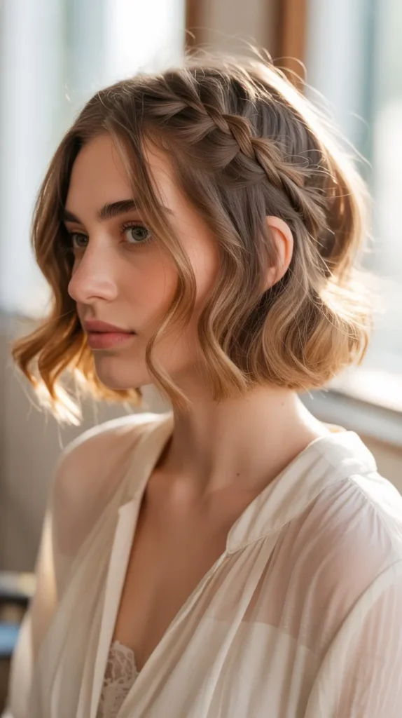  Romantic Bob with Side Braid