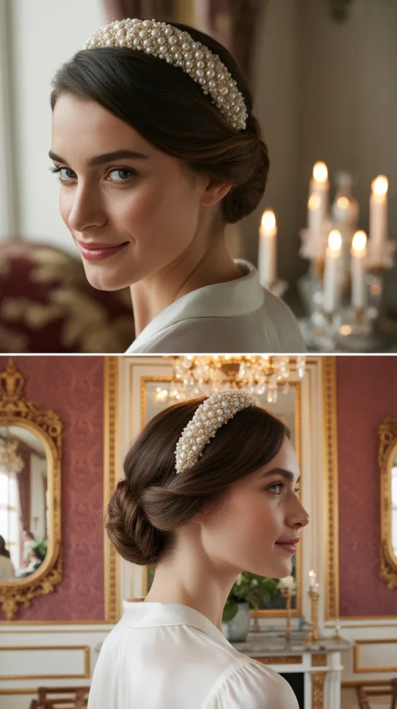 Loose French Twist with an Embellished Headpiece
