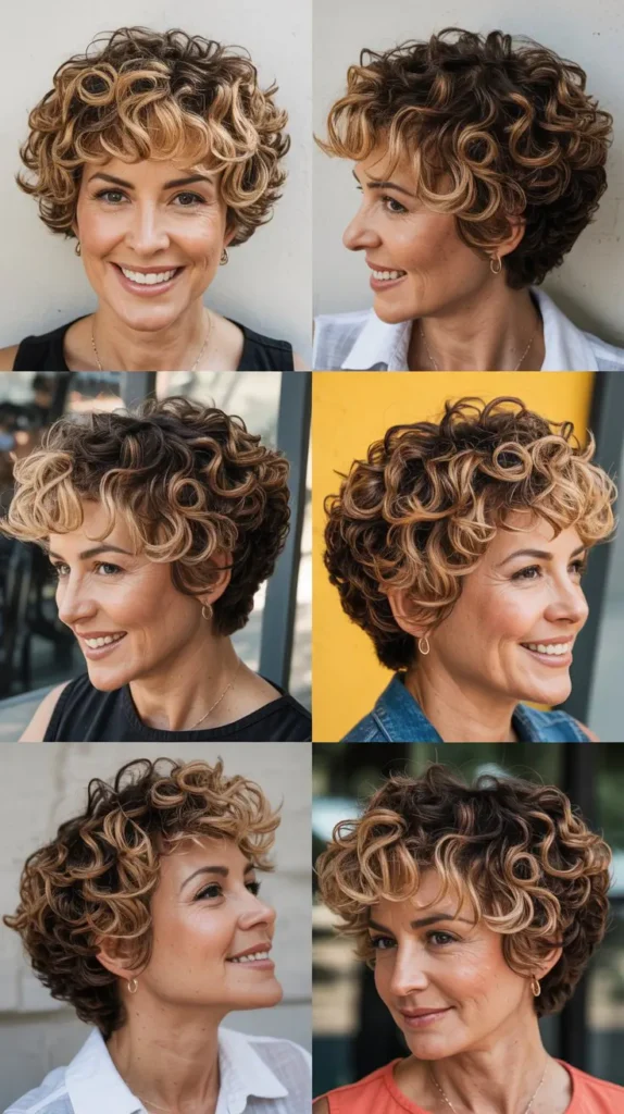 Curly Layered Cut with Micro Highlights