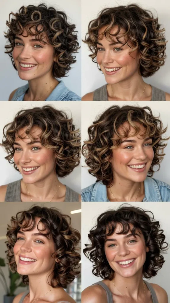 Textured Curly Layers with Bangs