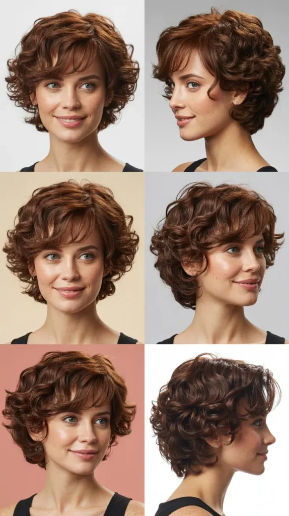 Curly Layers with Side Bangs