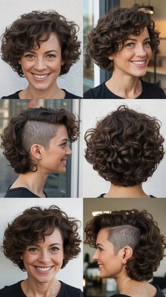 Layered Curly Cut with Shaved Side
