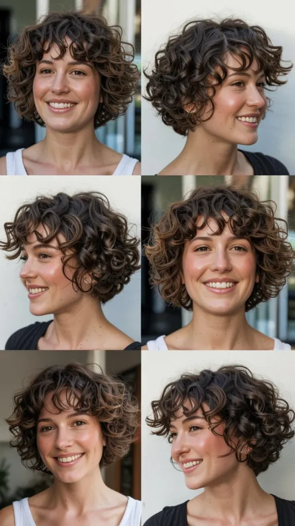 Asymmetrical Curly Bob Layers
