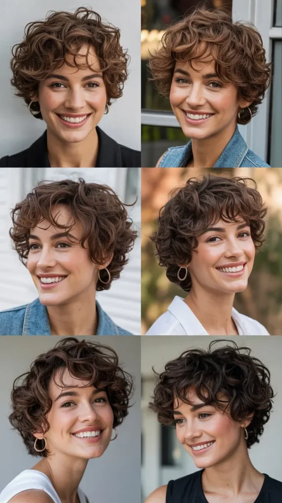  Short Curly Layers with Feathered Ends