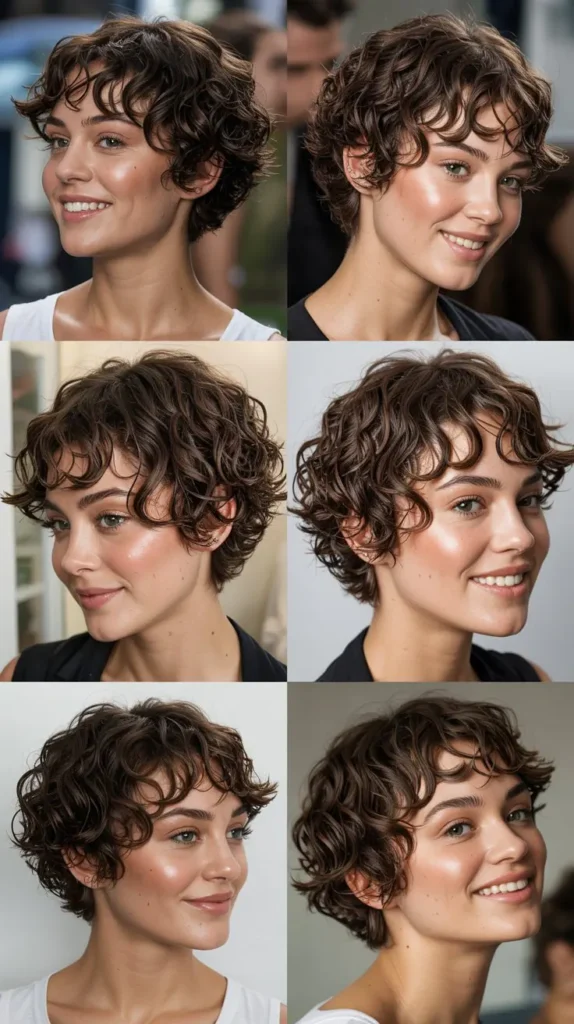Wet-Look Layered Short Curls