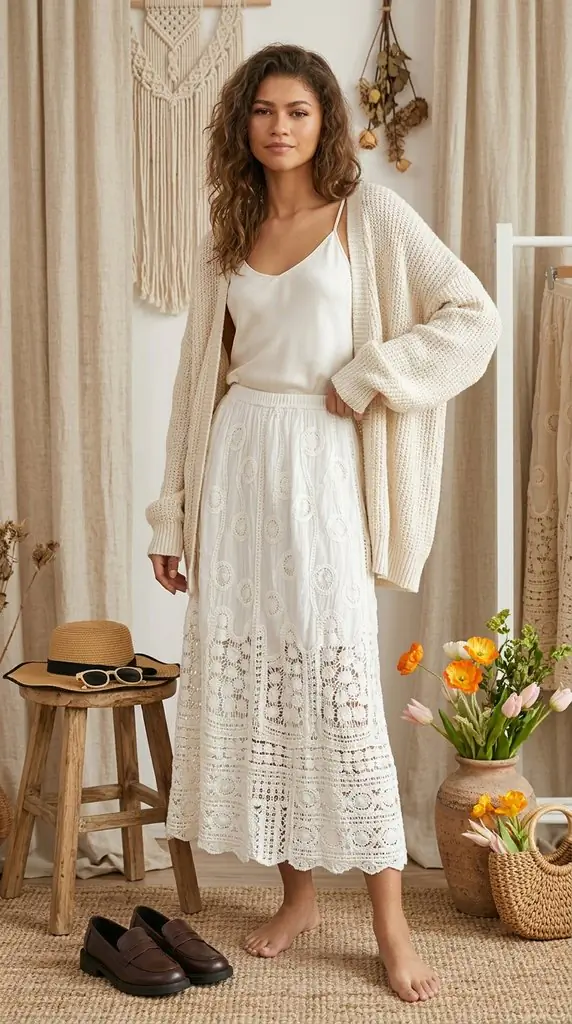 Lace Elastic Waist Midi Skirt | Midi Skirt Outfits