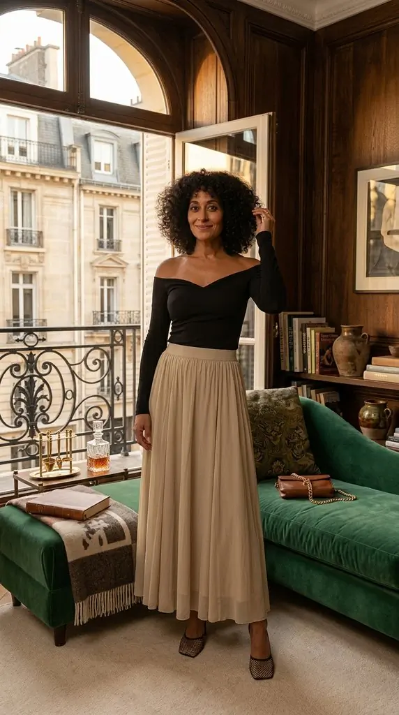 High-Waisted Midi Skirt Outfit Inspiration for Neutral Lovers