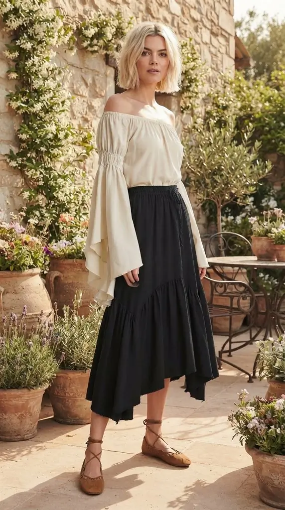 Effortless Vacation Midi Skirt Outfit Idea