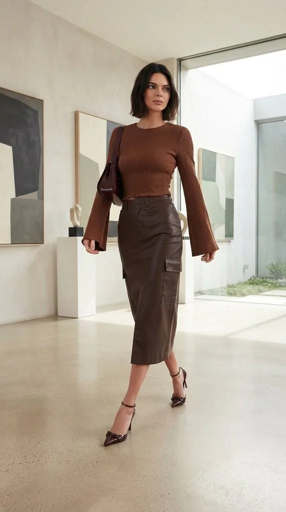 Slit Midi Skirt with Pockets: Chic Fall Outfit Idea