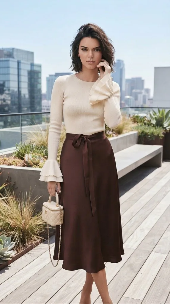How to Style a Brown Midi Skirt for Chic Autumn Outfits