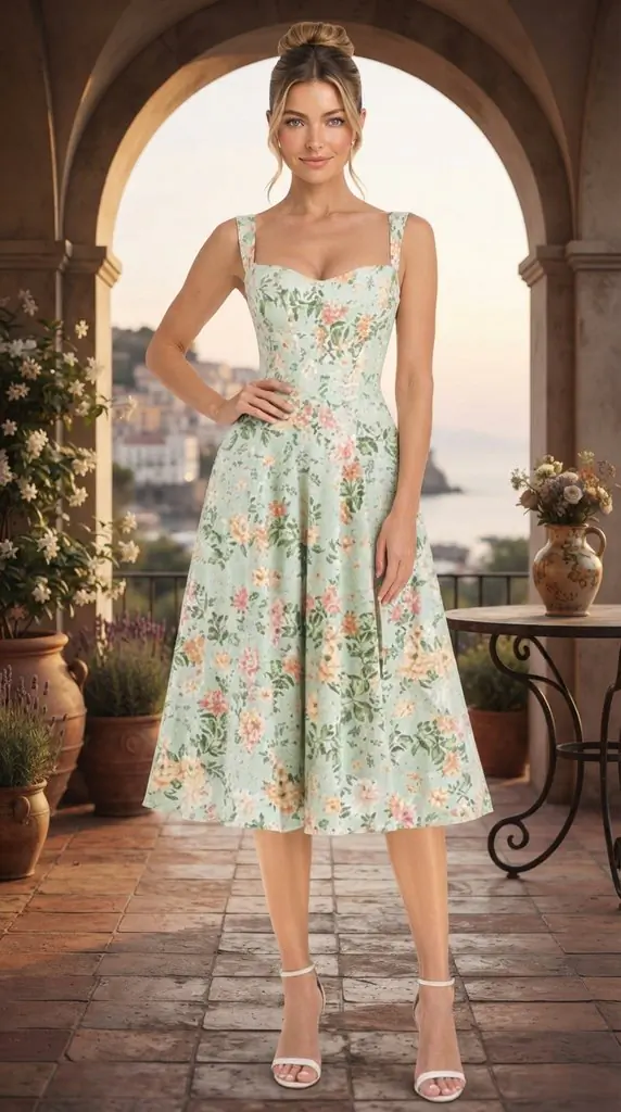 Vintage Style Garden Party Flare Dress Style