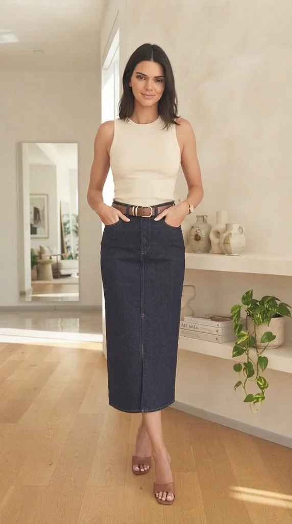 Chic Dark Wash Denim Skirt Outfit Guide & Casual Looks