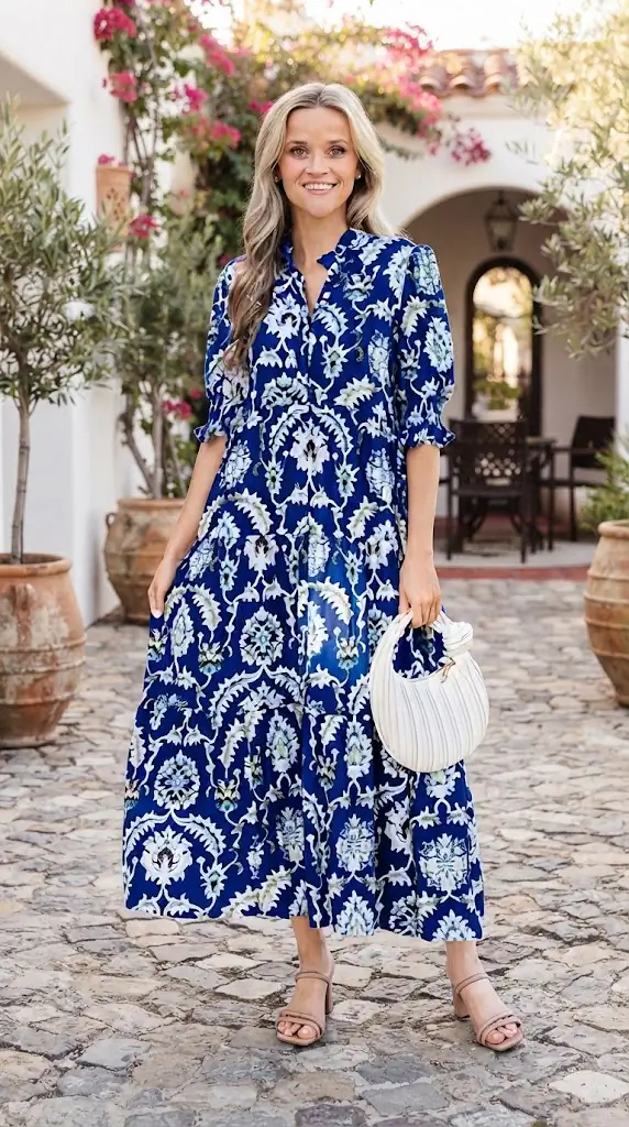 Wild Floral Print Frilled Collar Half Sleeve Dress