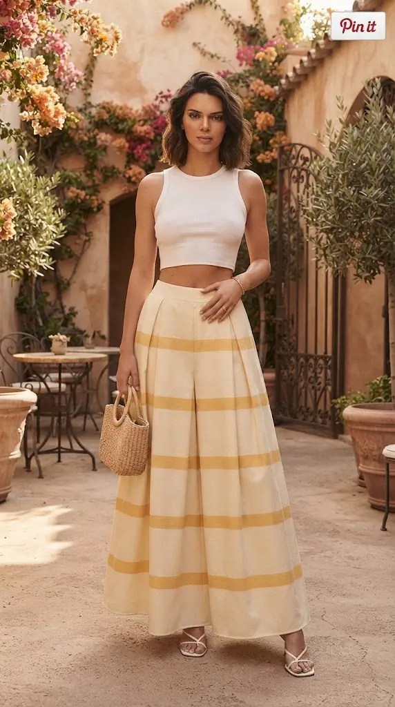 Striped Maxi Skirt Outfit Idea